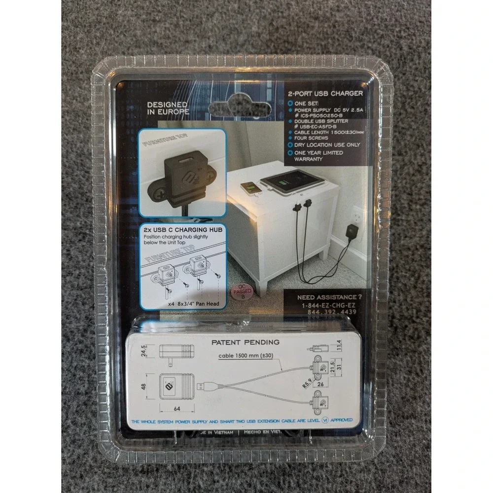 USB Charger EZ Collection 2‎ Port Version 5FD-B for phones and tablets NIB